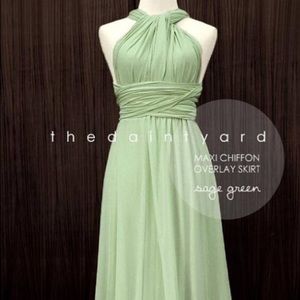 Four sage green maxi convertible dresses